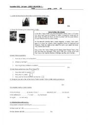 English Worksheet: personal information and daily rotine