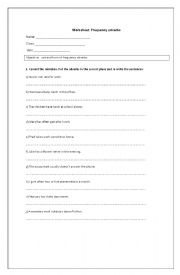 English Worksheet: Frequency adverbs