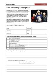 English Worksheet: Beds are burning - Midnight Oil