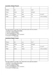English Worksheet: Questions: Simple Present