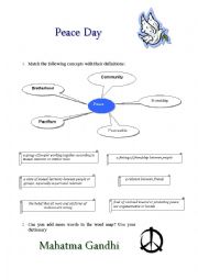 English Worksheet: Peace day