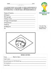 English Worksheet: FIFA World Cup Countries  BRAZIL