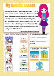 English Worksheet: my favorite season is winter