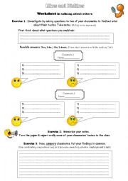 English Worksheet: Likes & dislikes: talking about others