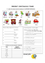 English Worksheet: Present continuous tense