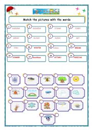 matching words and pictures by writing the corresponding numbers weather