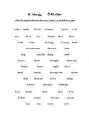 English Worksheet: IPA /th/ word sounds