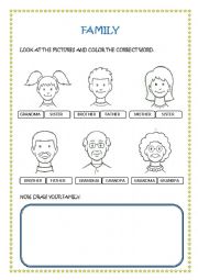 English Worksheet: Family