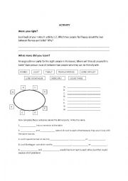 English Worksheet: romeo and julieta