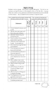 English Worksheet: Right or Wrong