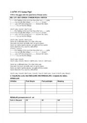 English Worksheet: SONG  FOR PAST TENSE