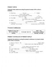 English Worksheet: Present simple vs. present continuous