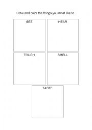 English Worksheet: THE FIVE SENSES