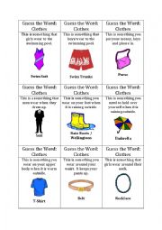 English Worksheet: Guess the Word game (clothes 2)
