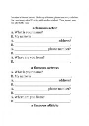 English Worksheet: A Famous Person