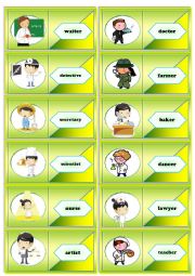 English Worksheet: Professions. Domino.