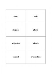 English Worksheet: Parts Of Speech Flash Cards