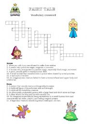 English Worksheet: Fairy tale vocabulary crosswords