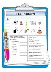 English Worksheet: Too + Adjective