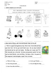 English Worksheet: Quiz about the story Felix and the Fairy 