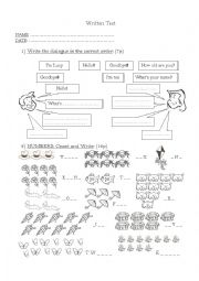 English Worksheet: numbers, shapes  and colours