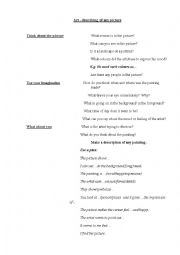 English Worksheet: Art - plan of describing a picture