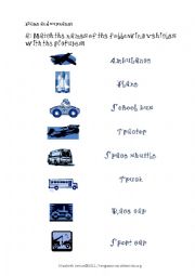 English worksheet: Means of transports and verb have got