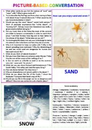 Picture-based conversation - topic 19 - sand vs snow