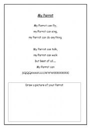 English Worksheet: My Parrot Poem