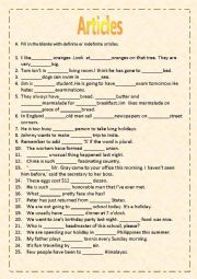 English Worksheet: Artilces