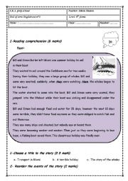 English Worksheet: 8th form end of term test3