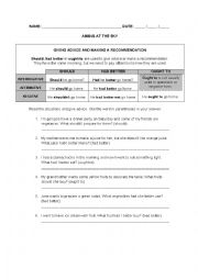 English Worksheet: SHOULD, HAD BETTER and OUGHT TO