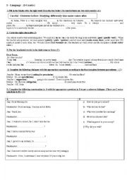 English Worksheet: MID TERM TEST N 3 7 TH FORM