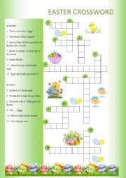 English Worksheet: Easter Crossword