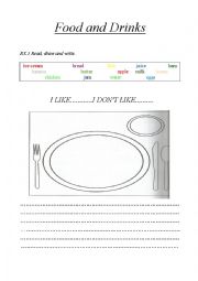 English Worksheet: FOOD AND DRINKS