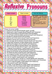 English Worksheet: reflexive pronouns exercises