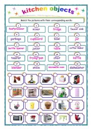 English Worksheet: In the kitchen