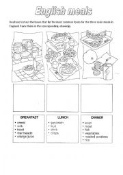 English Worksheet: English meals