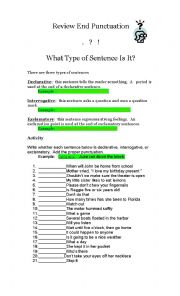 English Worksheet: Punctuation