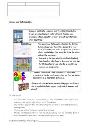 English Worksheet: Project London and British Isles