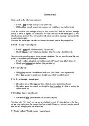 English Worksheet: the unreal past