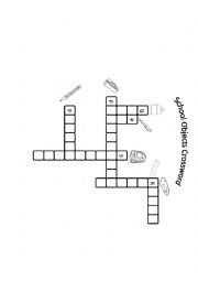 English Worksheet: School Objects Crosswords