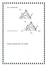 English Worksheet: Mountain Landscapes