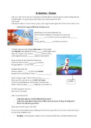 English Worksheet: In Summer - Olaf in Frozen