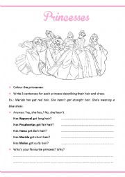 English Worksheet: Princesses