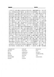 English Worksheet: Wordsearch car parts