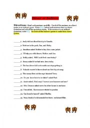 English Worksheet: Direct Indirect speech