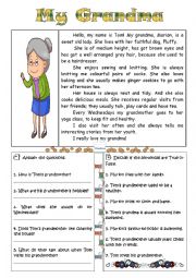 English Worksheet: My Grandma - Reading comprehension