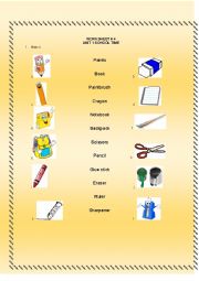 English Worksheet: School supplies