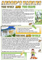 English Worksheet: Aesop�s fables for reading and discussing the moral.